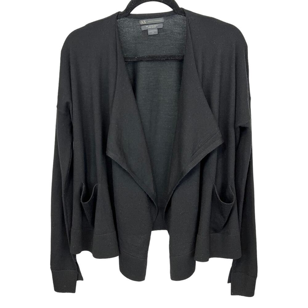 Armani Exchange 100% merino wool soft open cardigan sweater drape
